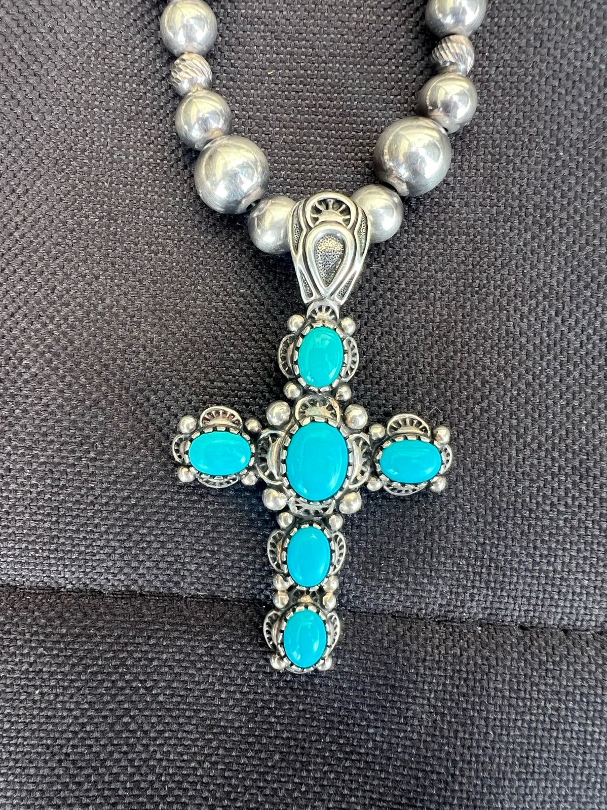 Carolyn Pollack Relios Sterling Sleeping Beauty Turquoise Cross Pendant Enhancer