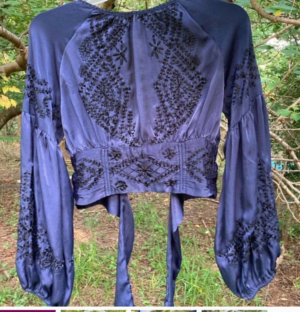 Free People Embroidered Long Sleeved Women's Crop Top Small