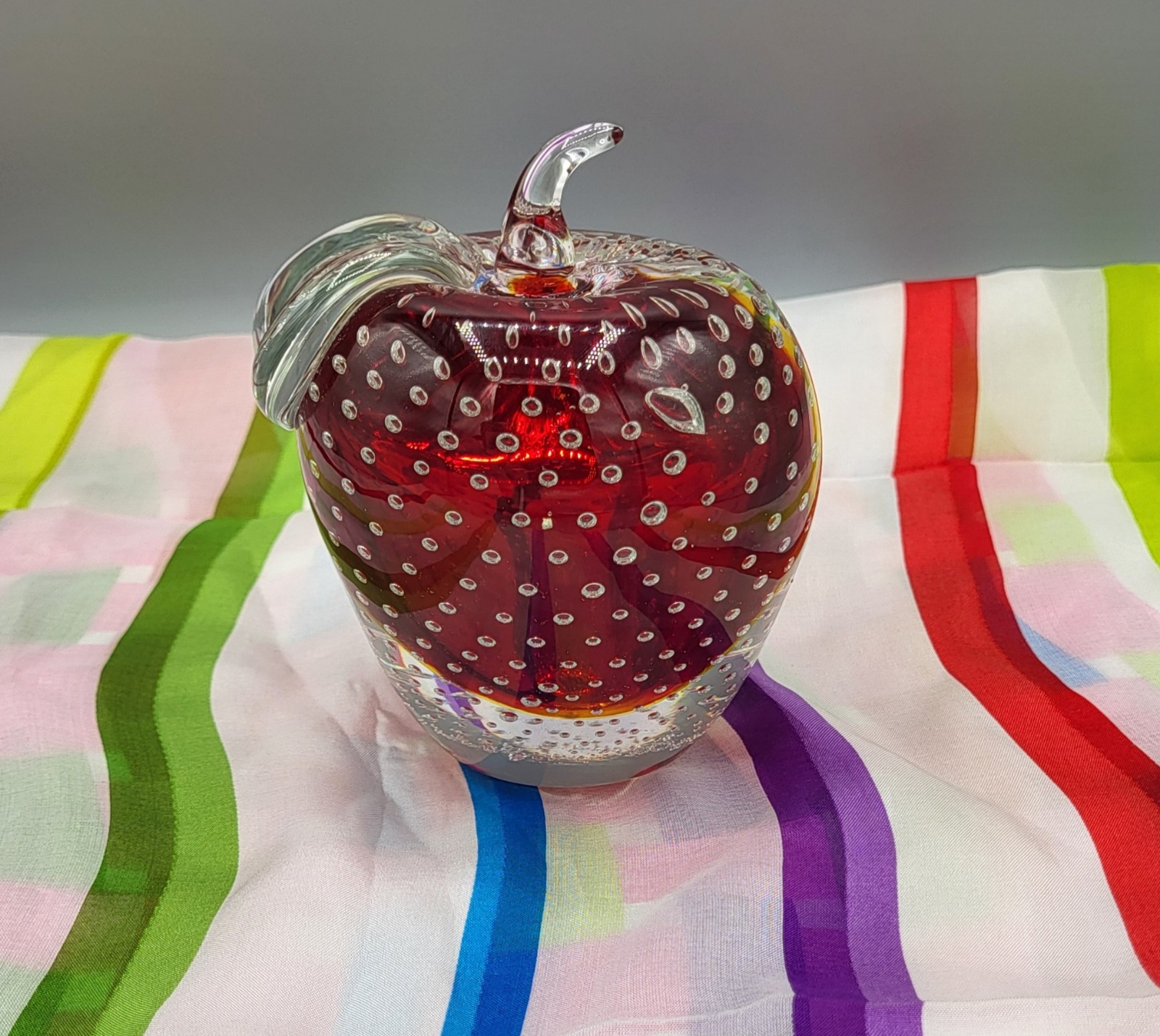 Art Glass Red Apple Paperweight