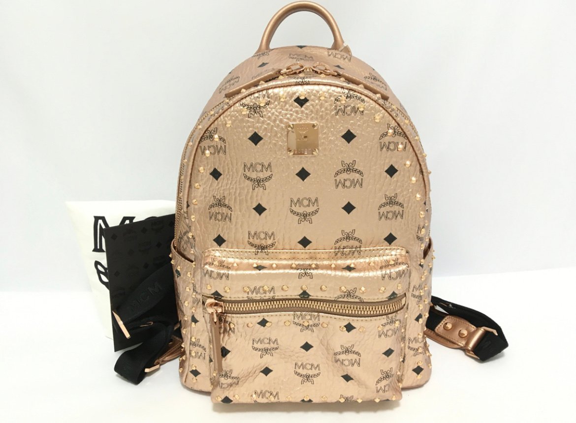 MCM MCM Visetos Mini Rucks Backpack Studs Pink Rucksack