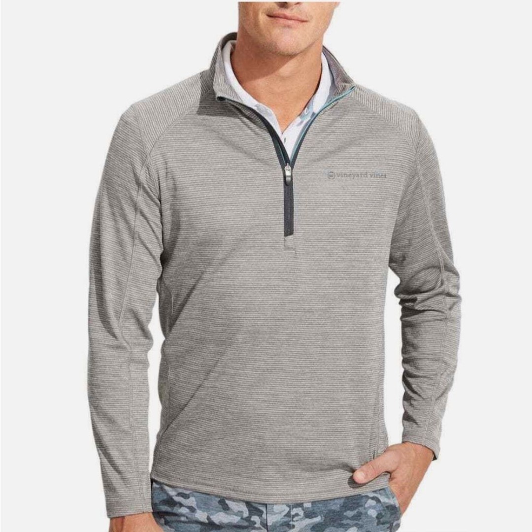 Vineyard Vines Barracuda Heather Grey Sankaty Quarter-Zip Pullover Size XS