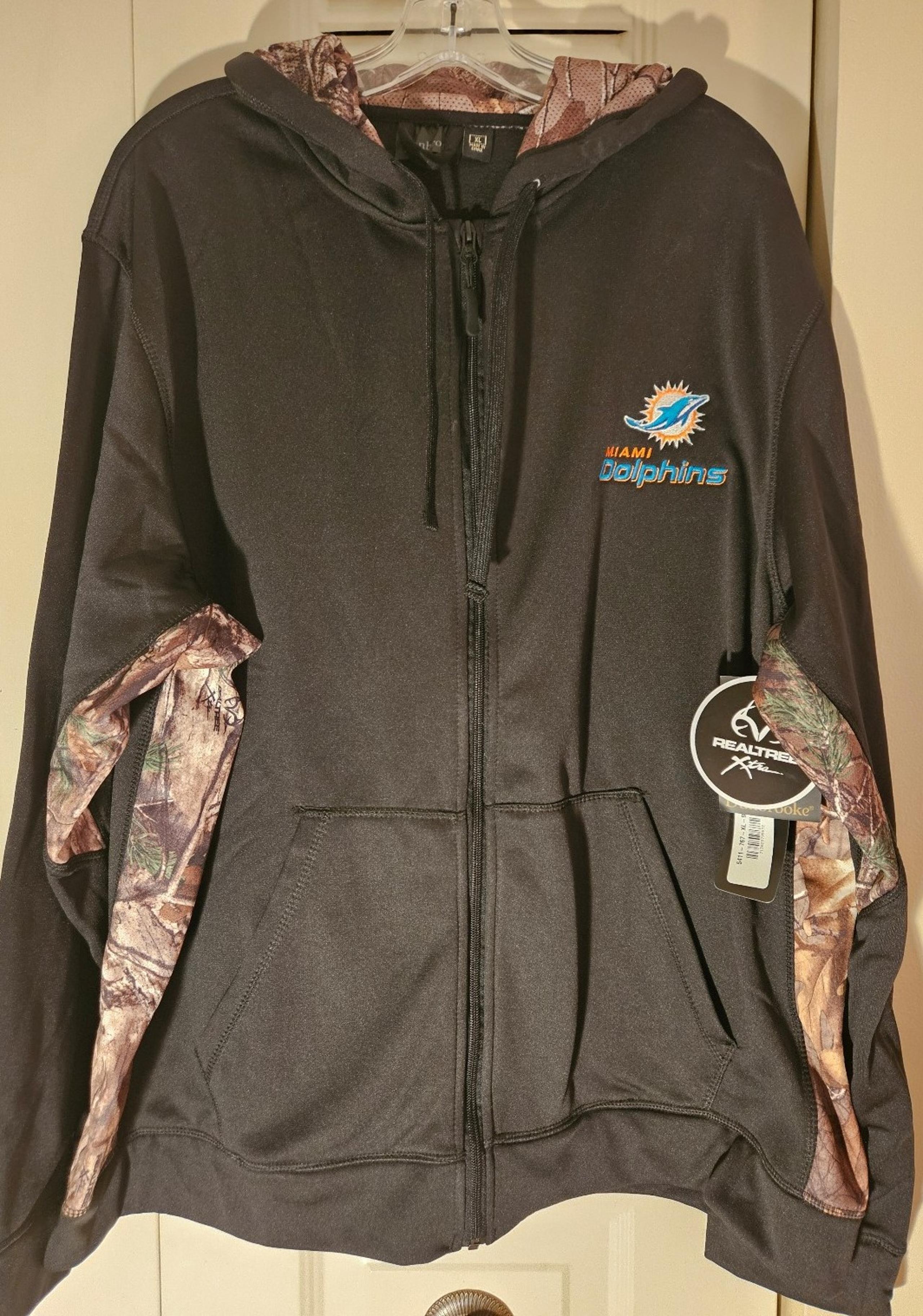 Miami Dolphins Dunbrooke/Realtree Men's XL Black & Camo Full Zip Hoodie