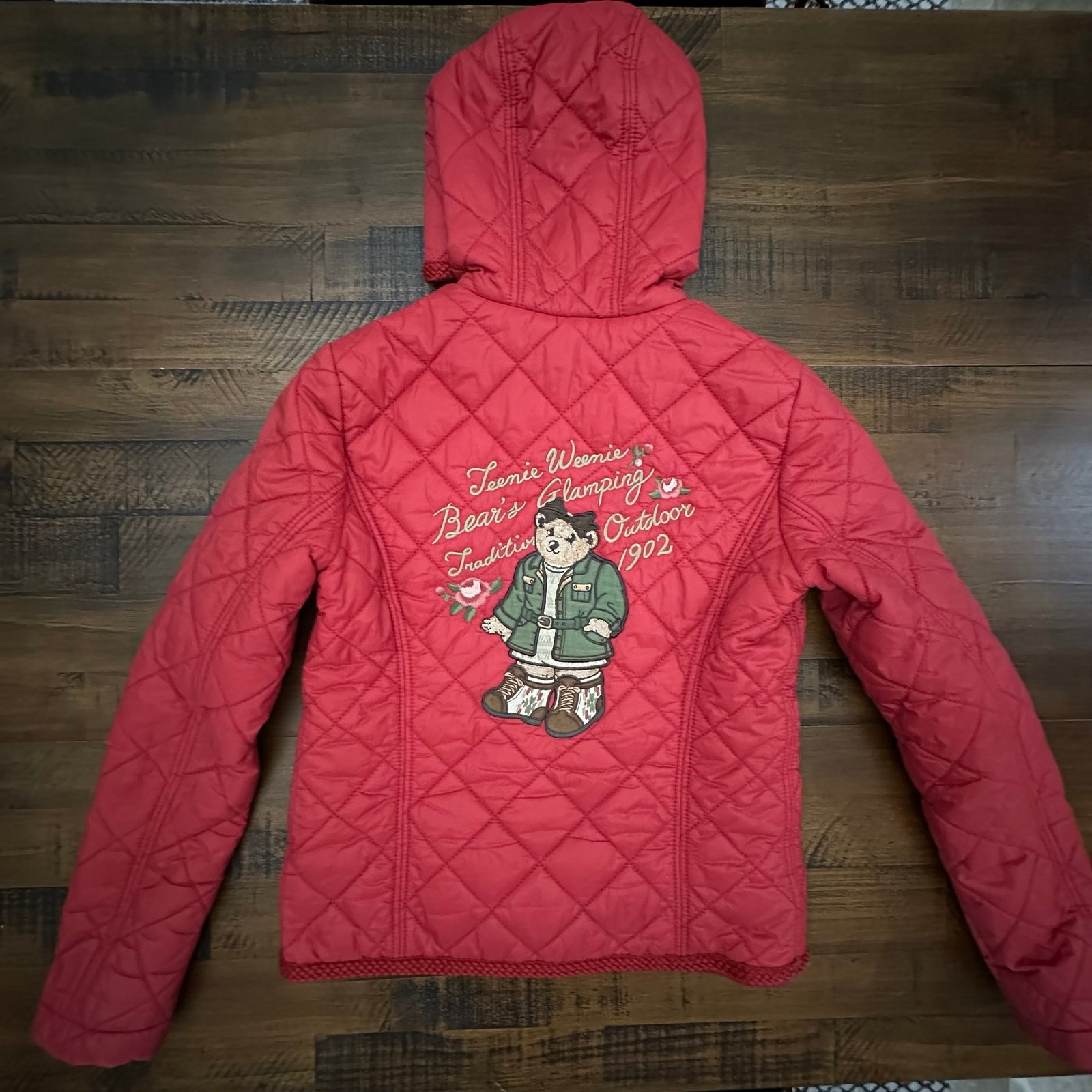 TW Revenue Weenie Girls Embroidered Bear Quilted Jacket Size 160 US 14