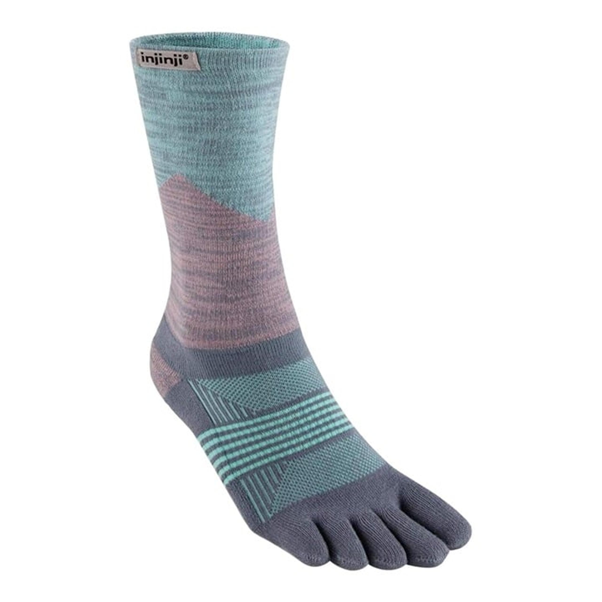 Injinji Women's Performance Trail Midweight Crew Sock XS/S Shoe 5-8.5 Blue Gray