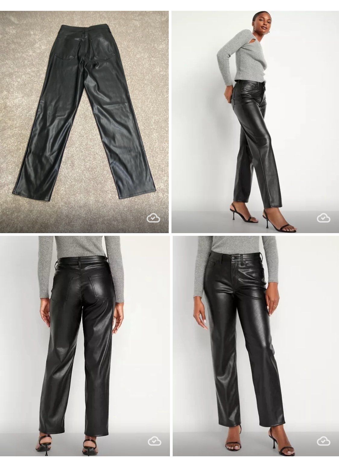 Old Navy High-Rise OG Loose Faux Leather Pants women’s 8 Tall black Dressy Edgy