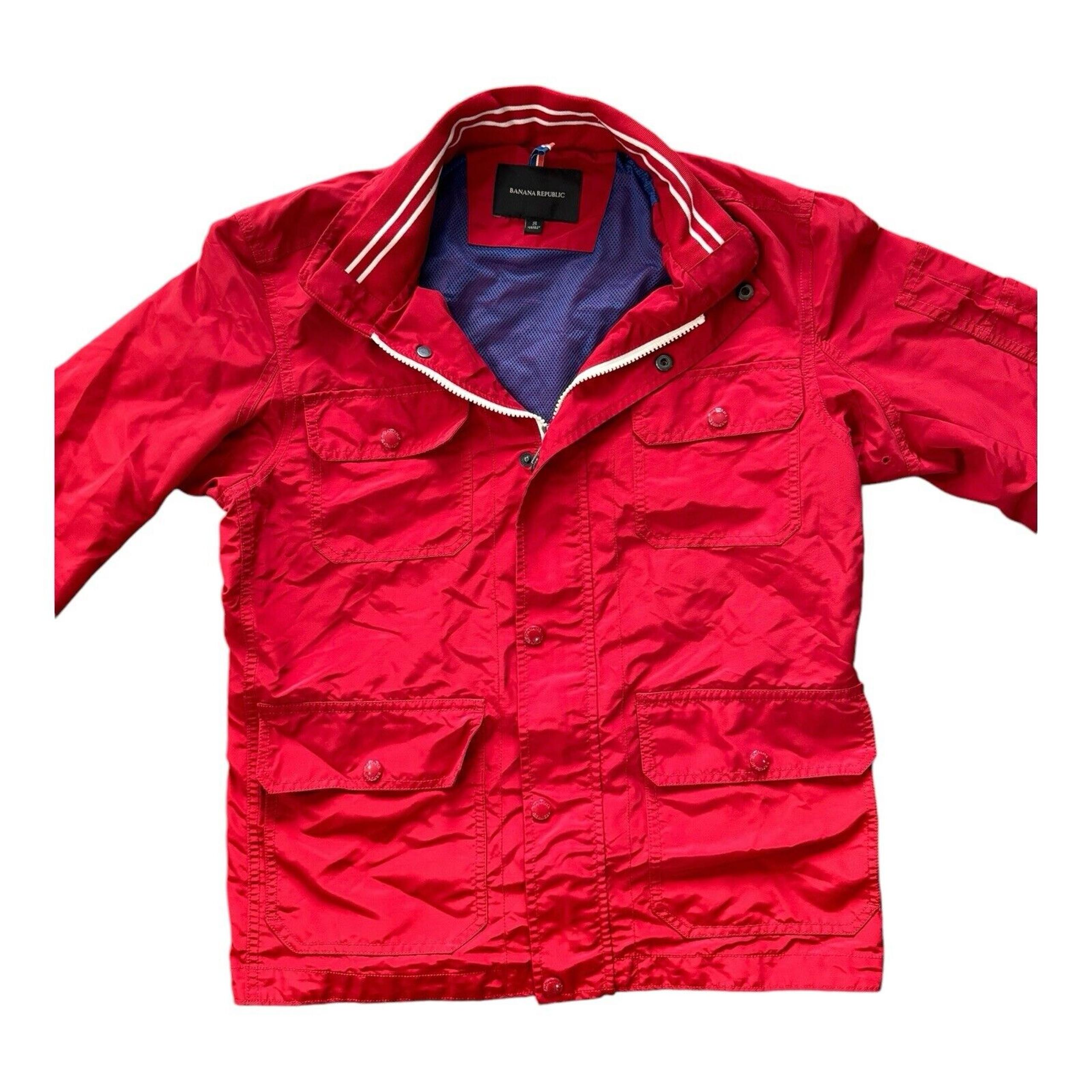 Banana Republic Men’s Fall/Winter Nylon Red Jacket Full Zip Outdoor Coat Small