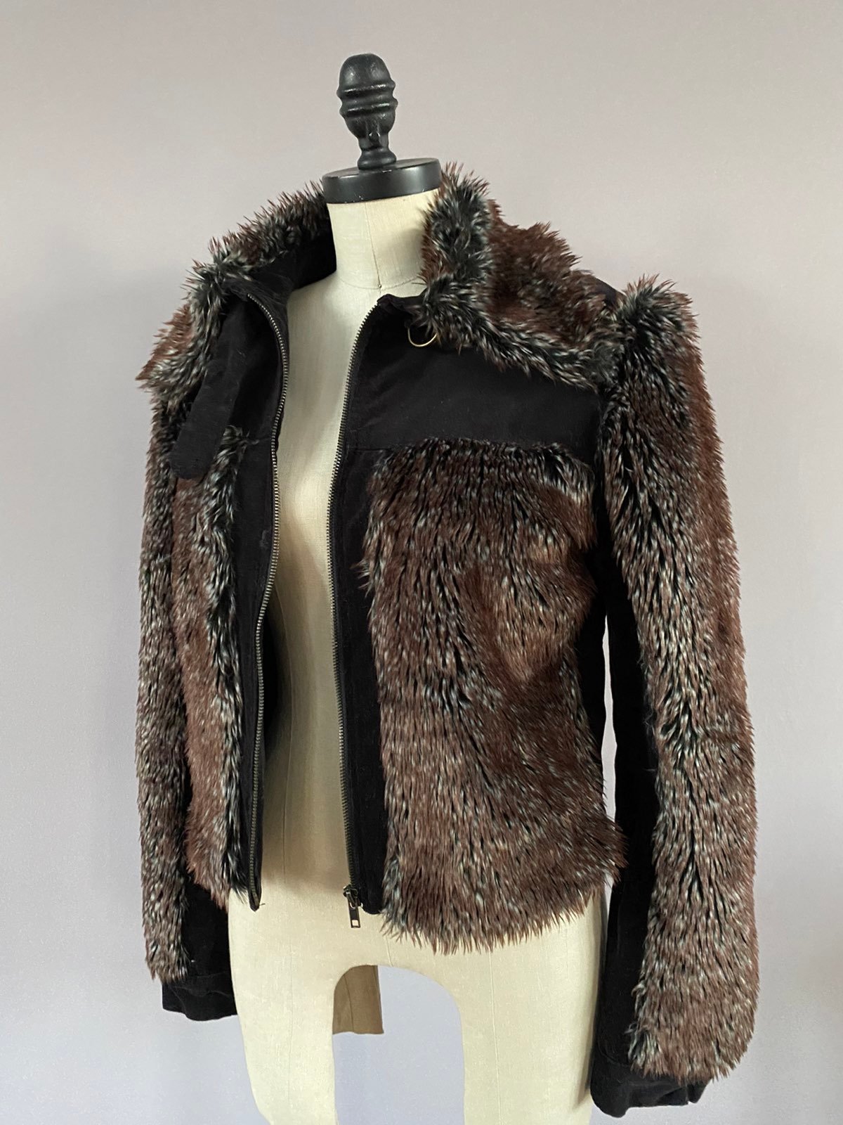 Black Corduroy and faux fur jacket