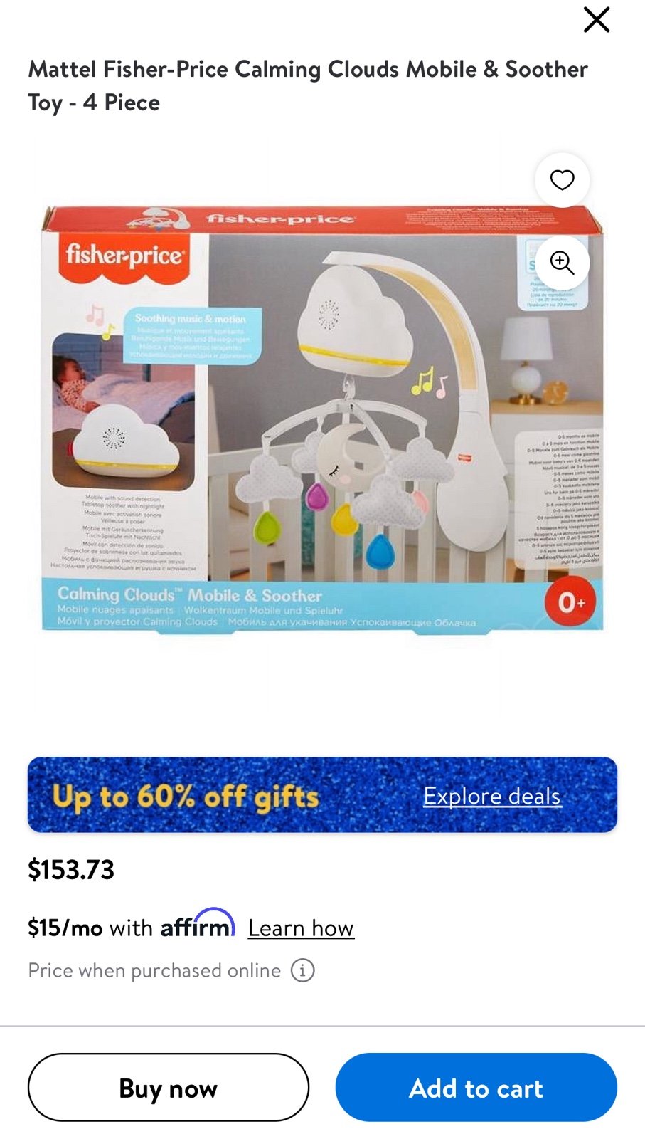 Calming crib cloud musical mobile