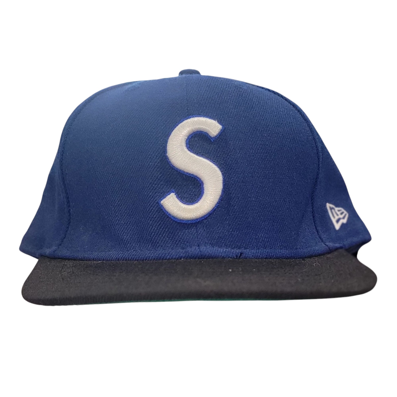 Supreme S Logo 2 Tone Hat Blue/Black Fitted size 7 3/4 New