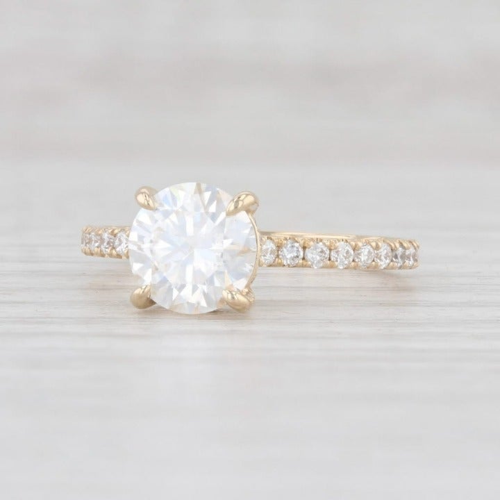New 1.80ctw Moissanite Diamond Halo Round Semi Mount Engagement Ring 14k Gold