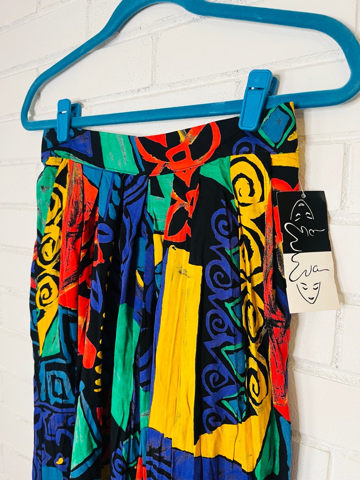 Vintage NOS EVA Bright Multi Colored Loud Abstract Cropped Pants Gaucho Sz 11-12