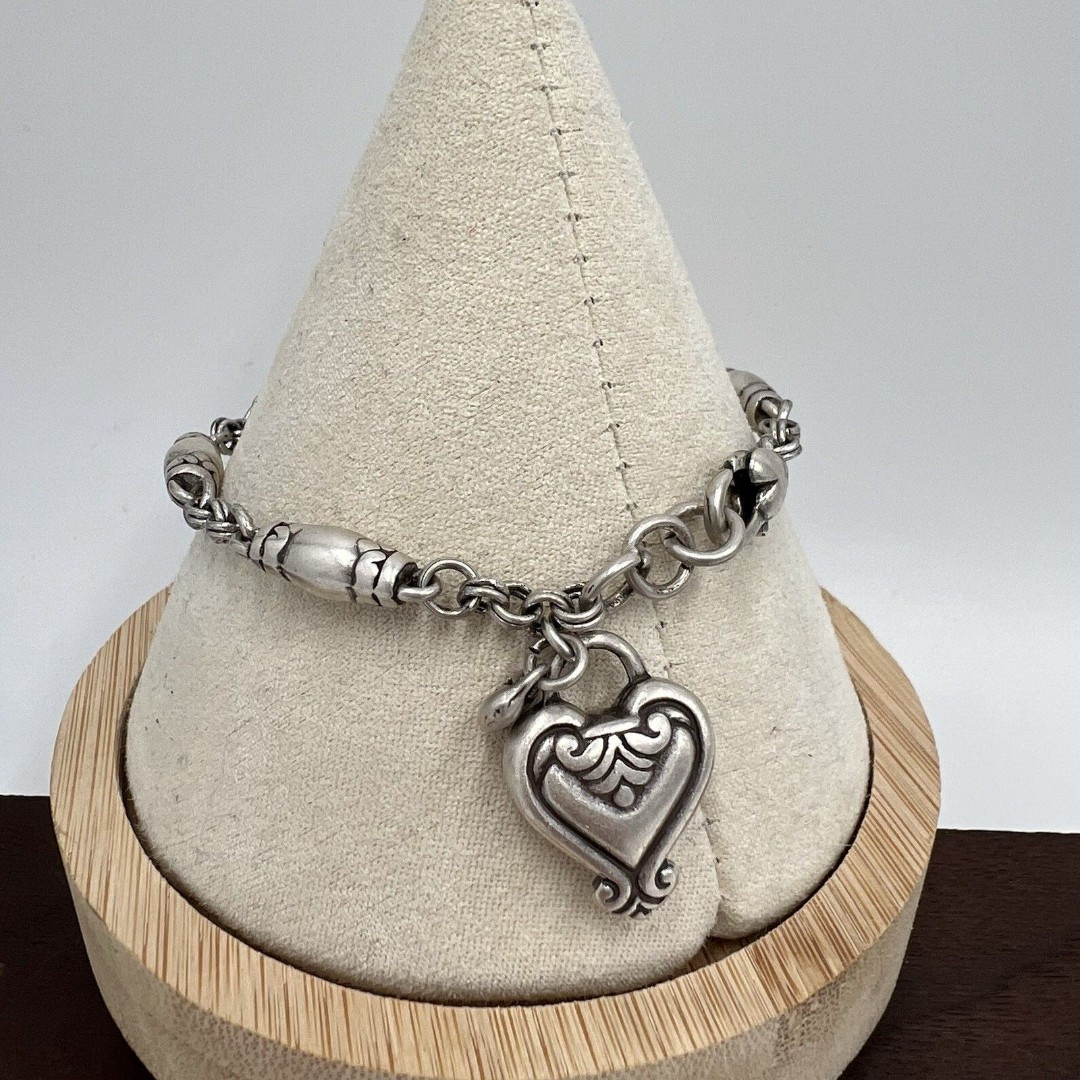 Brighton Scroll Bead Heart Charm Bracelet Adjustable Bracelet AAA Condition