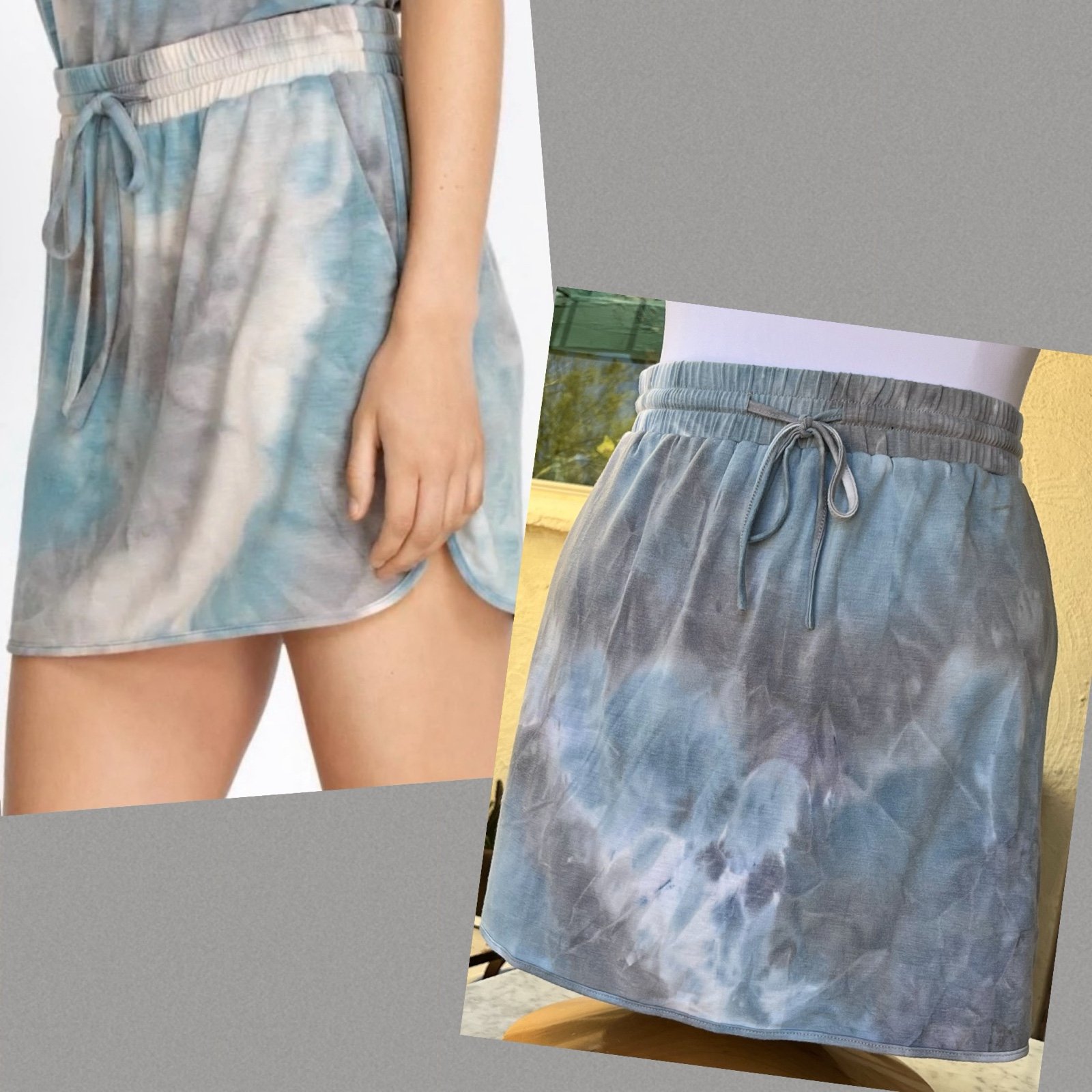 Johnny Was Calme Rain Blue Tie Dye Commuter Skirt, XL, New with Tags, Pockets