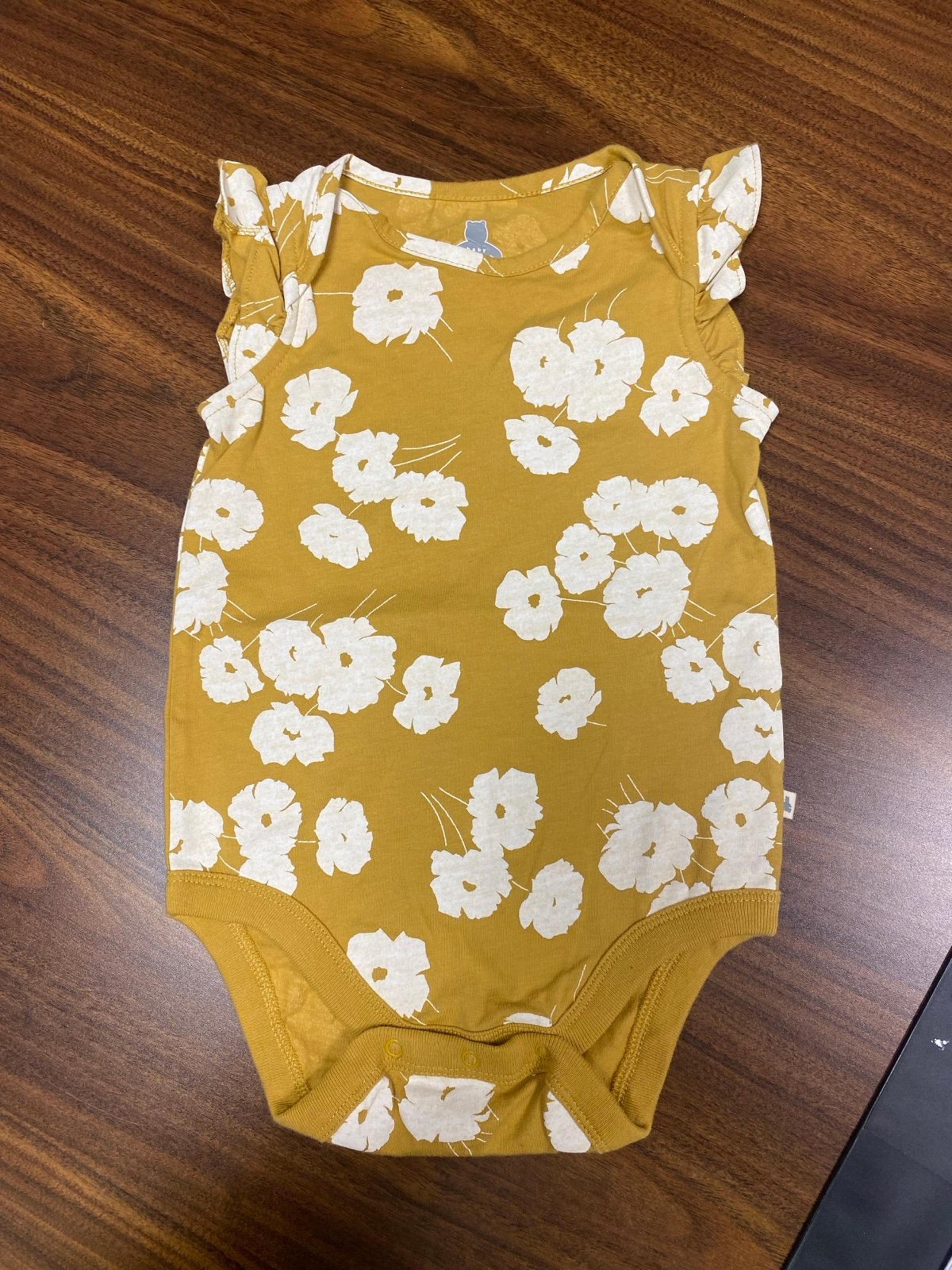 Baby Gap Girls 12-18 Month Floral One Piece Ruffle Sleeve Mustard