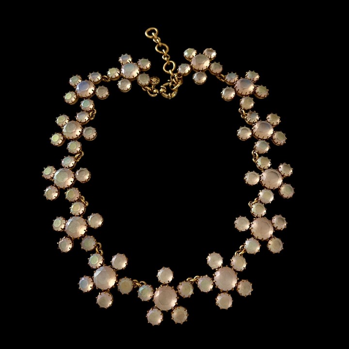 J. Crew Gold-Tone Iridescent White Opalescent Stones Statement Necklace Rare