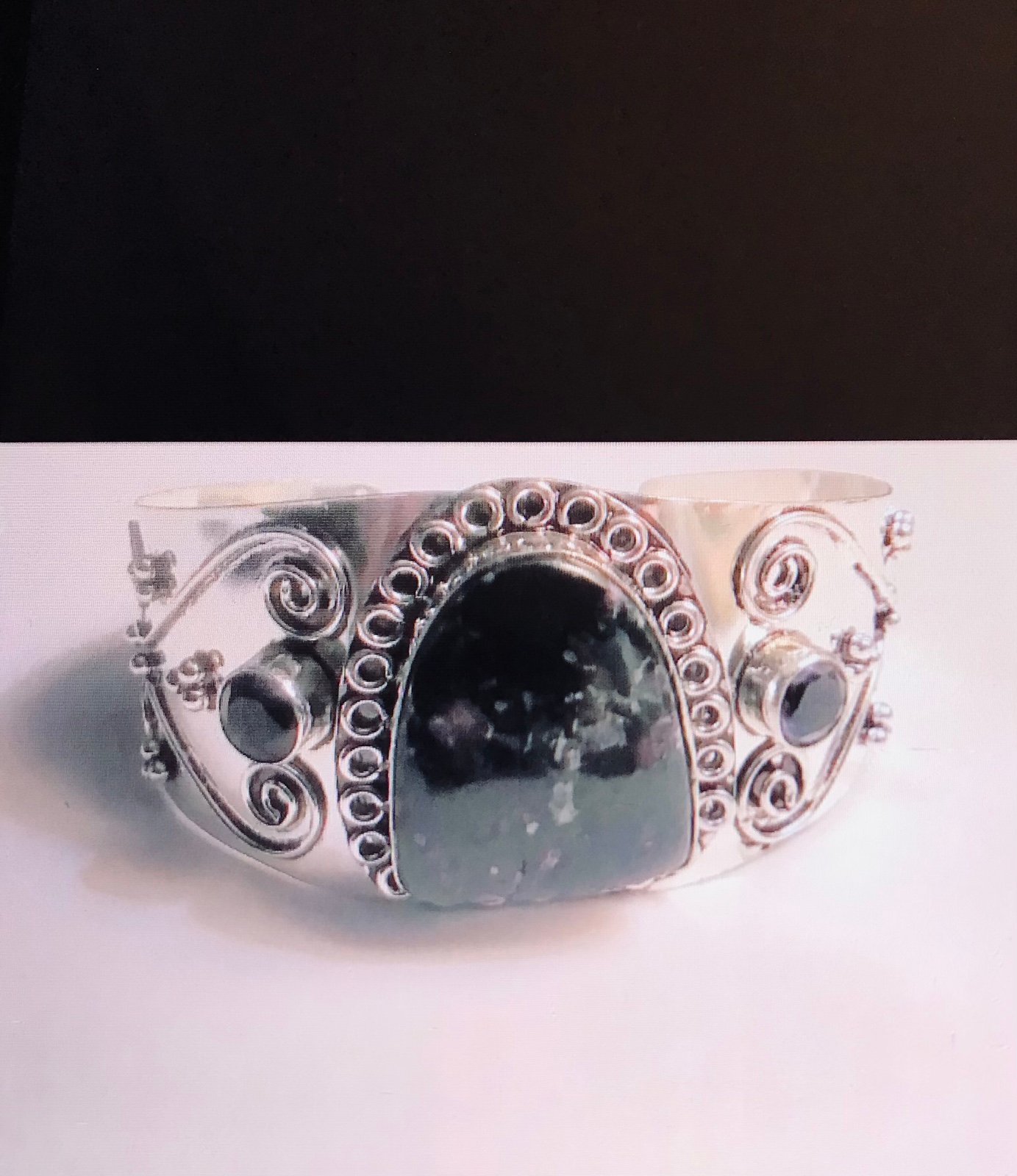Eudialite Amethyst 925 Sterling Silver Cuff Bracelet