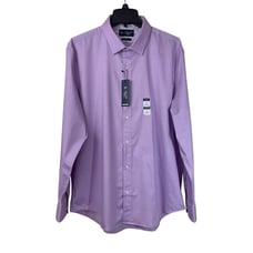 Original Penguin Mens Dress Shirt 17.5 34/35 Slim Fit Stretch Purple NEW