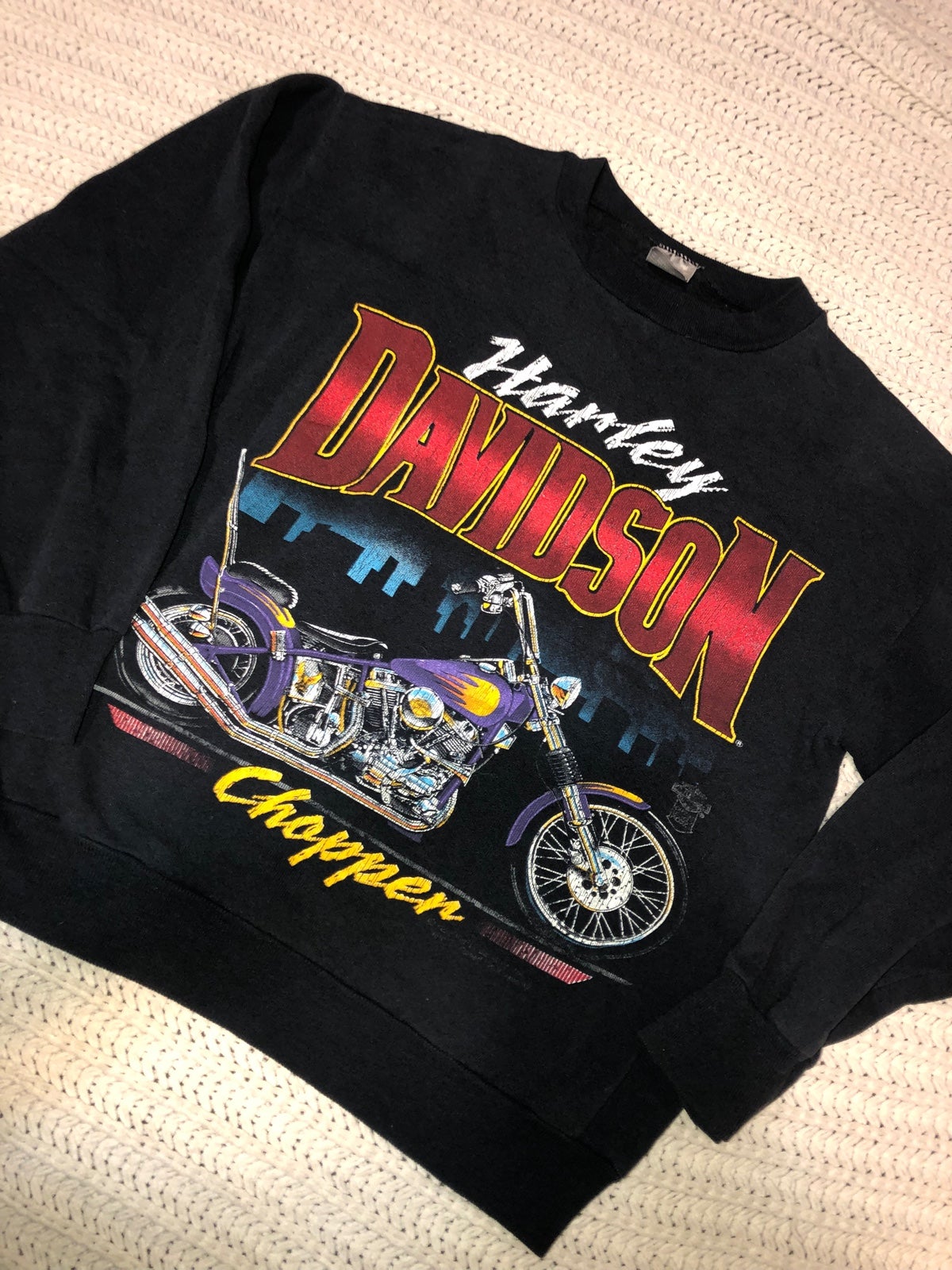 Vintage 1980s Harley Davidson Chopper Pullover