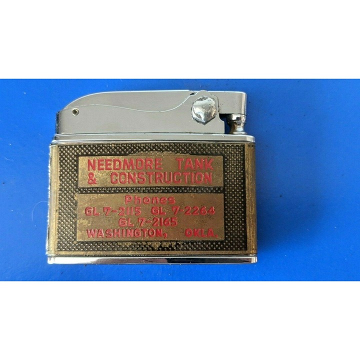 VINTAGE Japan DUNDEE ADVERTISING LIGHTER Needmore Tank & Construction RARE!