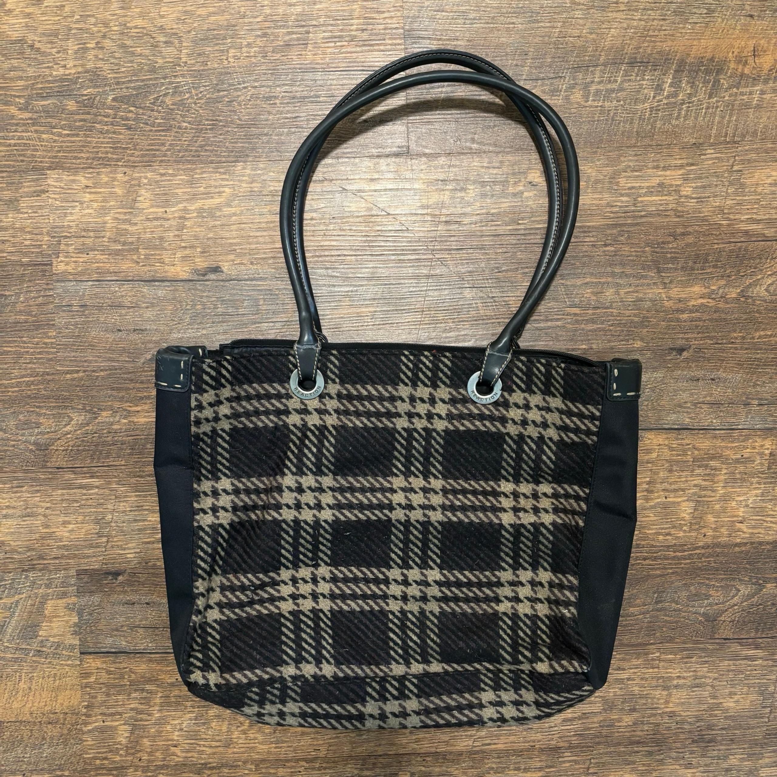 Kenneth Cole Reaction plaid tote shoulder bag