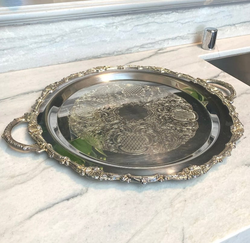 Fine Quality Stainless Steel Serving Tray Plate 17” Overall Diameter