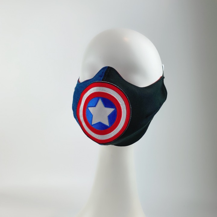 Face Mask Captain America Black & Denim