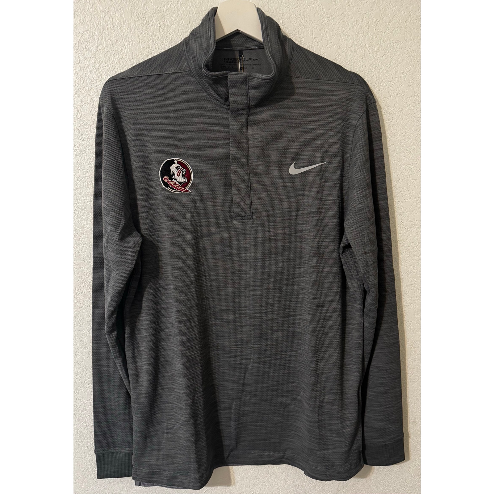NIKE Men's FSU Florida State Golf 1/4 Zip Long Sleeve Standard Fit Medium Gray