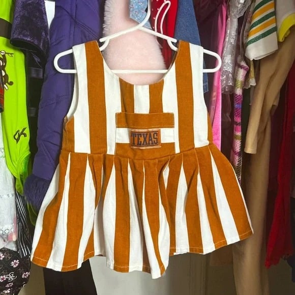 Vintage 1990's TEXAS Denim Stripe Jumper Dress 2T