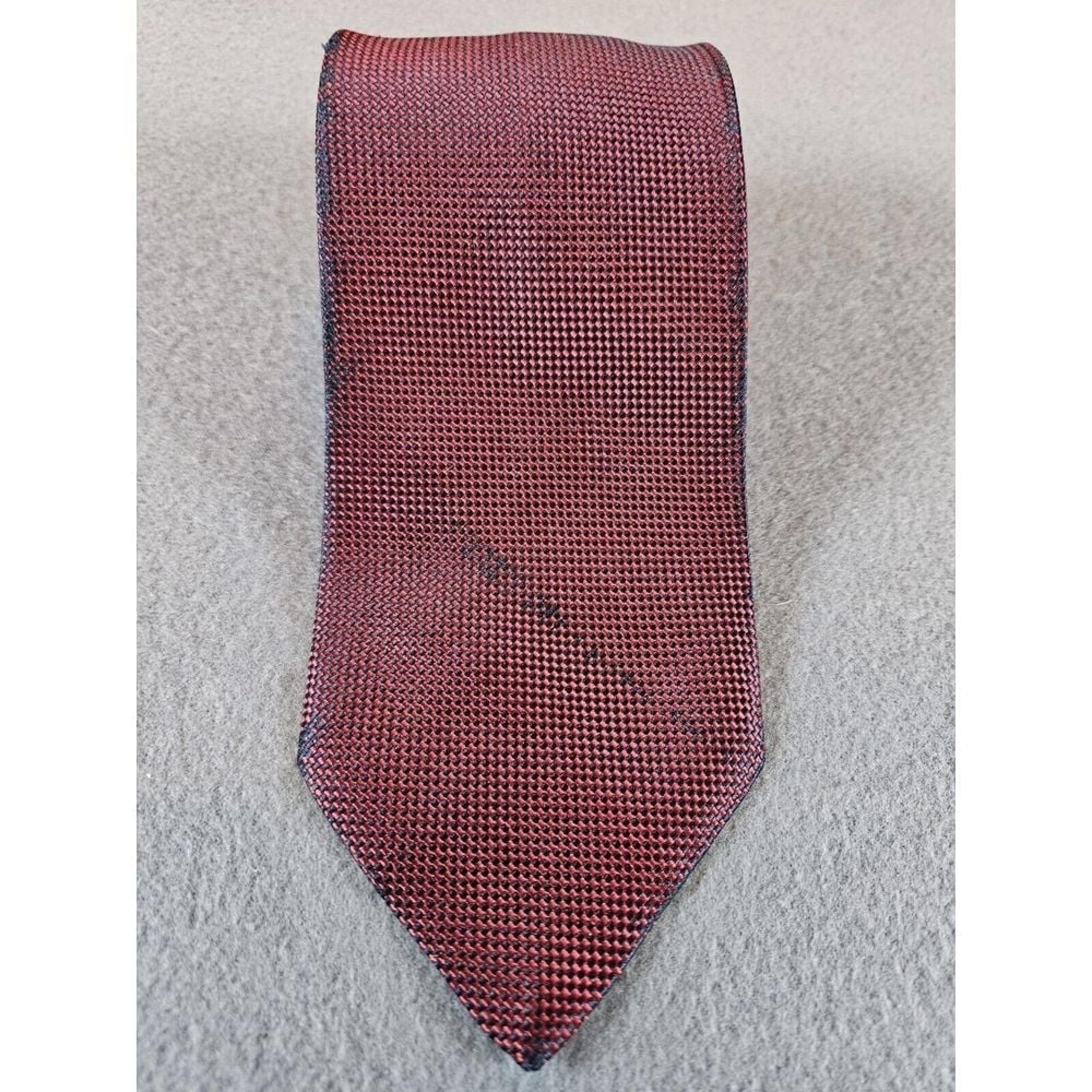 CHARVET Men's Silk Necktie Red/ Black Herringbone Pattern XL 61x3.25