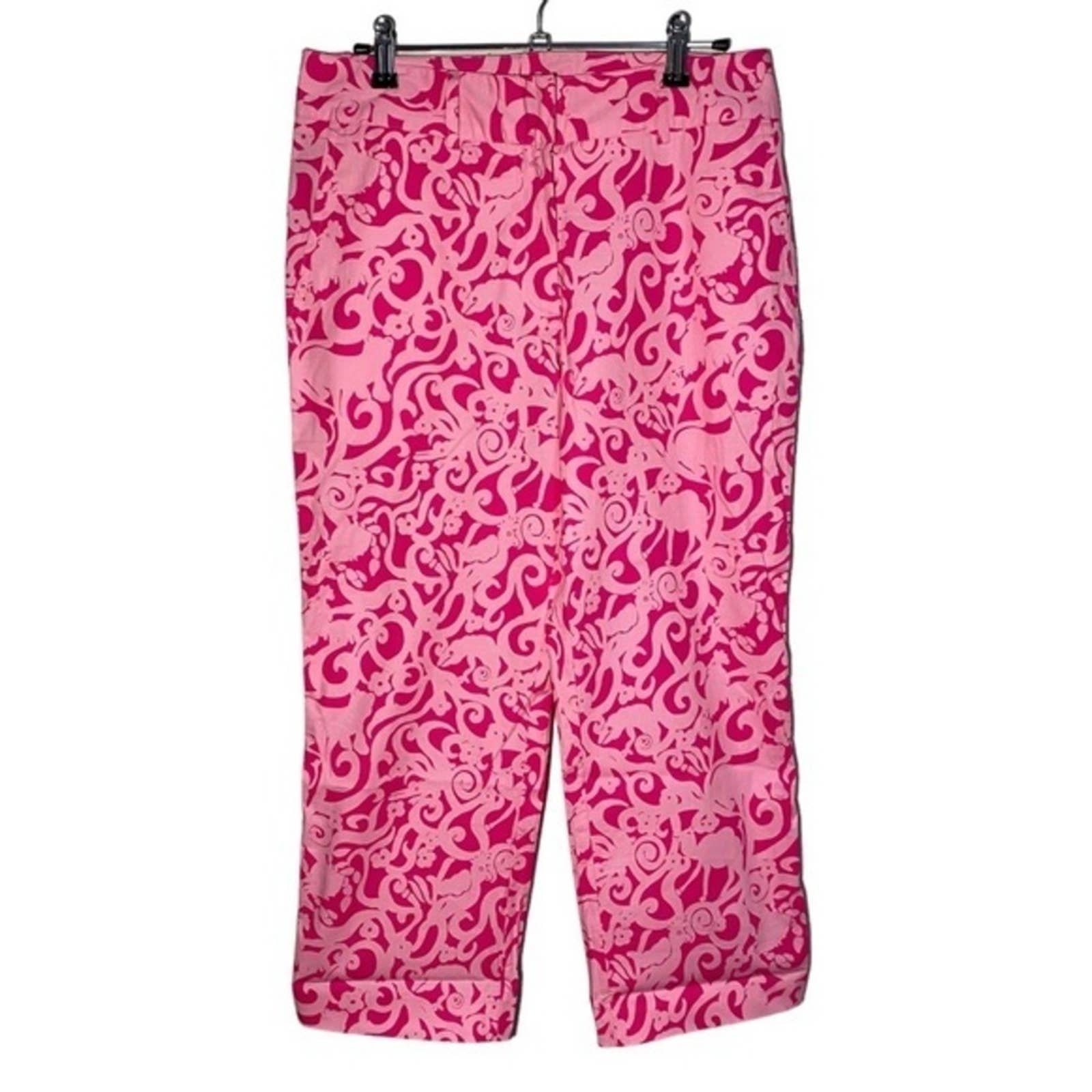 VINTAGE RARE Lilly Pulitzer Women's Size 4 Pink 7 C's Print Capri Pant Barbie