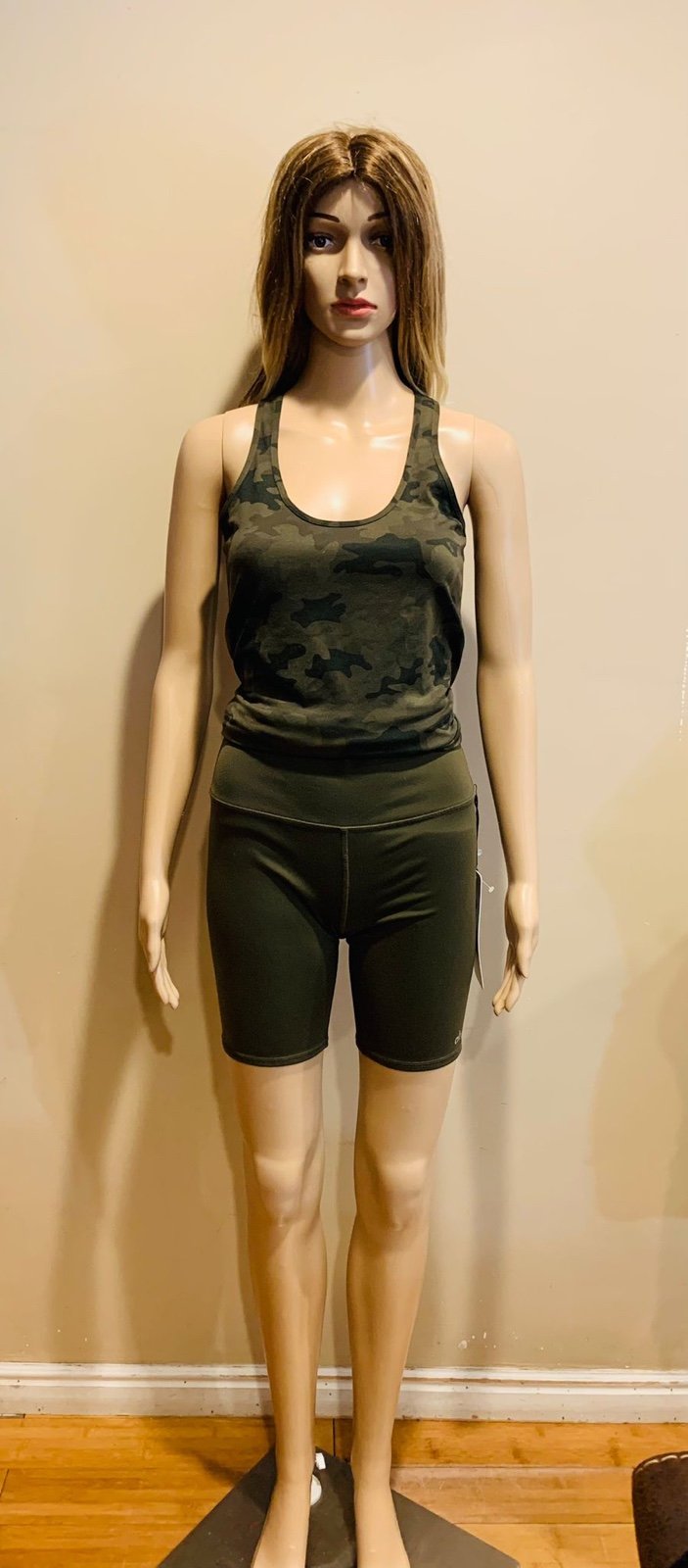 Alo biker shorts and Lululemon tank top