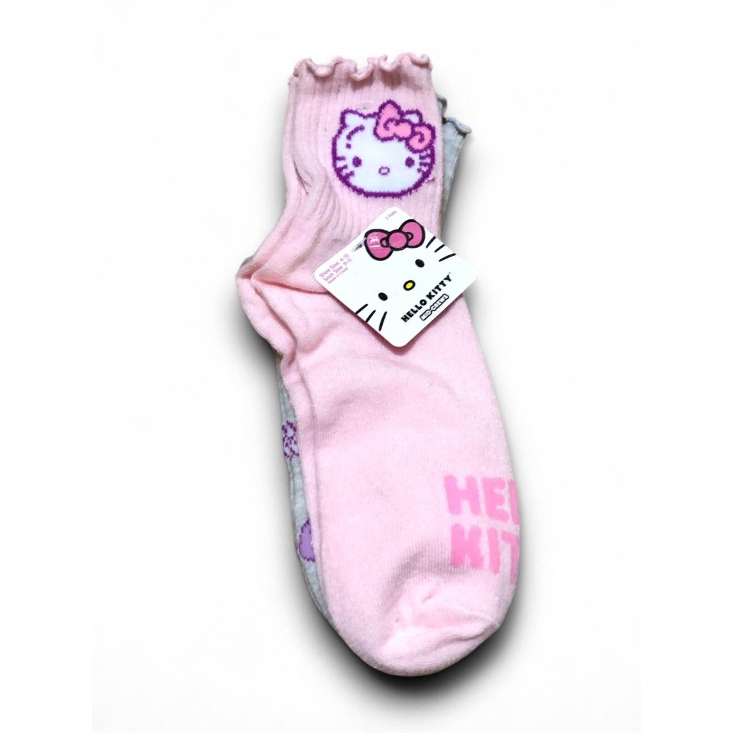 Hello Kitty Curly Edge Mid Crew Socks (2 Pairs)