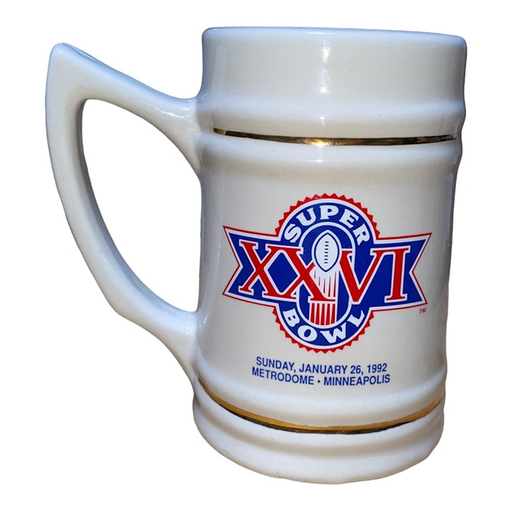 Beer Stein Super Bowl XXVI Washington Redskins versus Buffalo Bills Mug Sports M