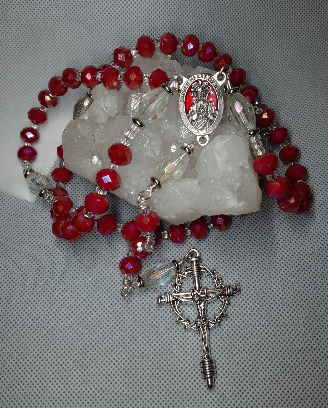 Religious Catholic 5 Decade Rosary Beads AB Crystals