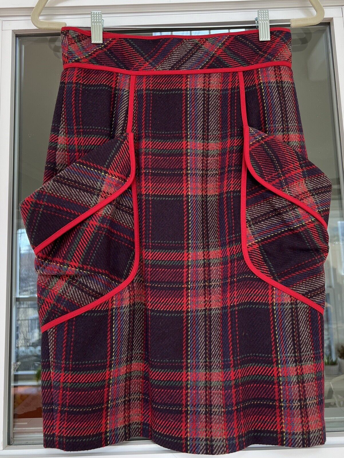 Anthropologie Plenty by Tracy Reese Glasbury Wool Plaid Pockets Skirt Sz 4