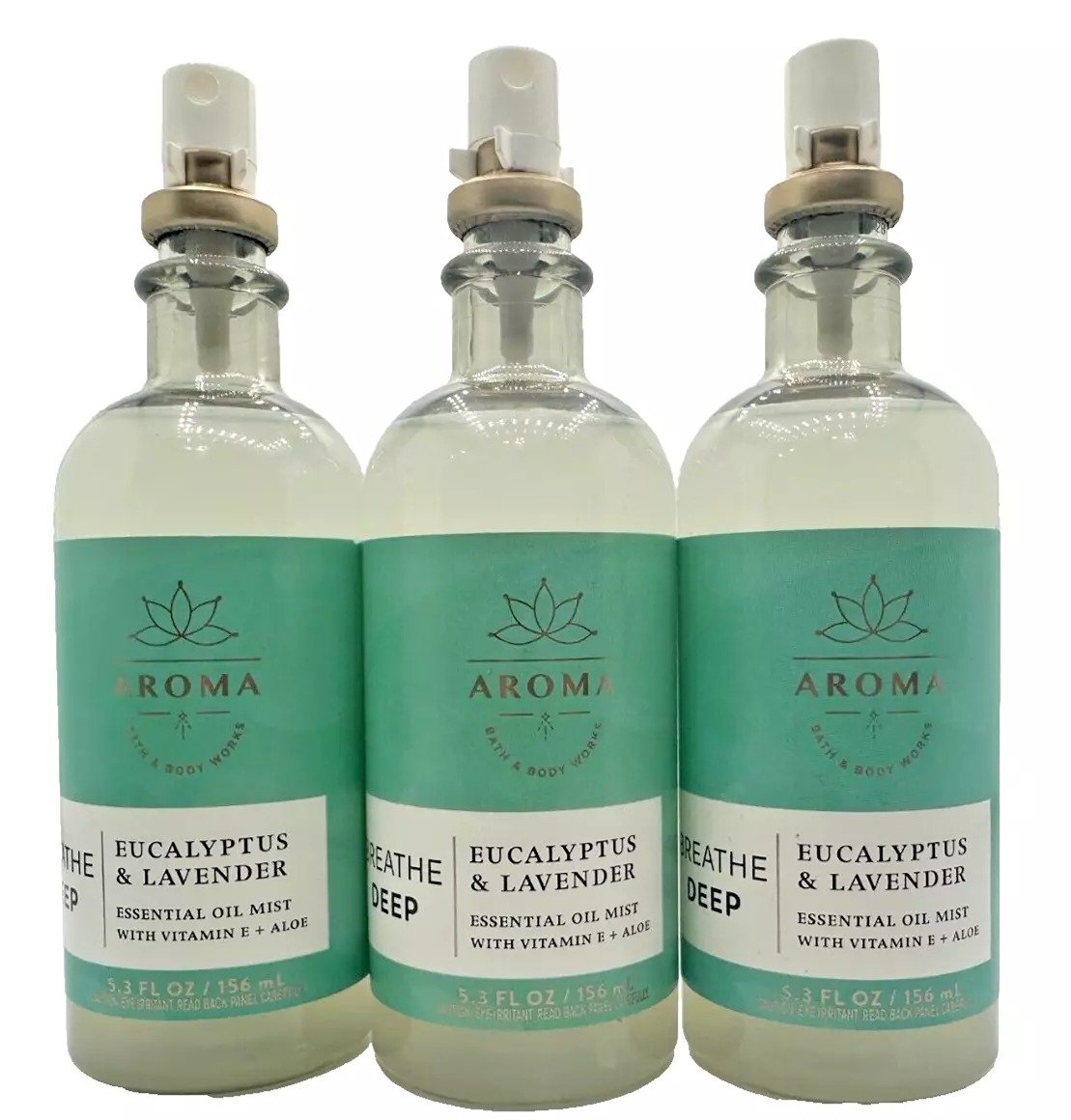 Bath & Body Works LOT 3 Aroma Breathe Deep Eucalyptus Lavender Oil Mist Spray