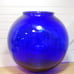Vintage Sapphire Colbalt Blue Ball Vase 10x9 inches large Midcentury Modern