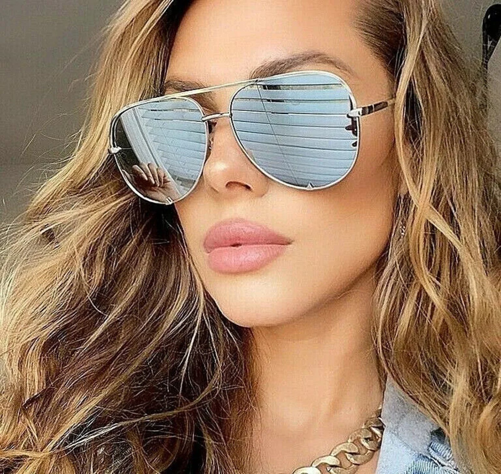 Big PILOT KEY OVERSIZED FLAT LENS Women Sunglasses FASHION SHADZ MIRROR