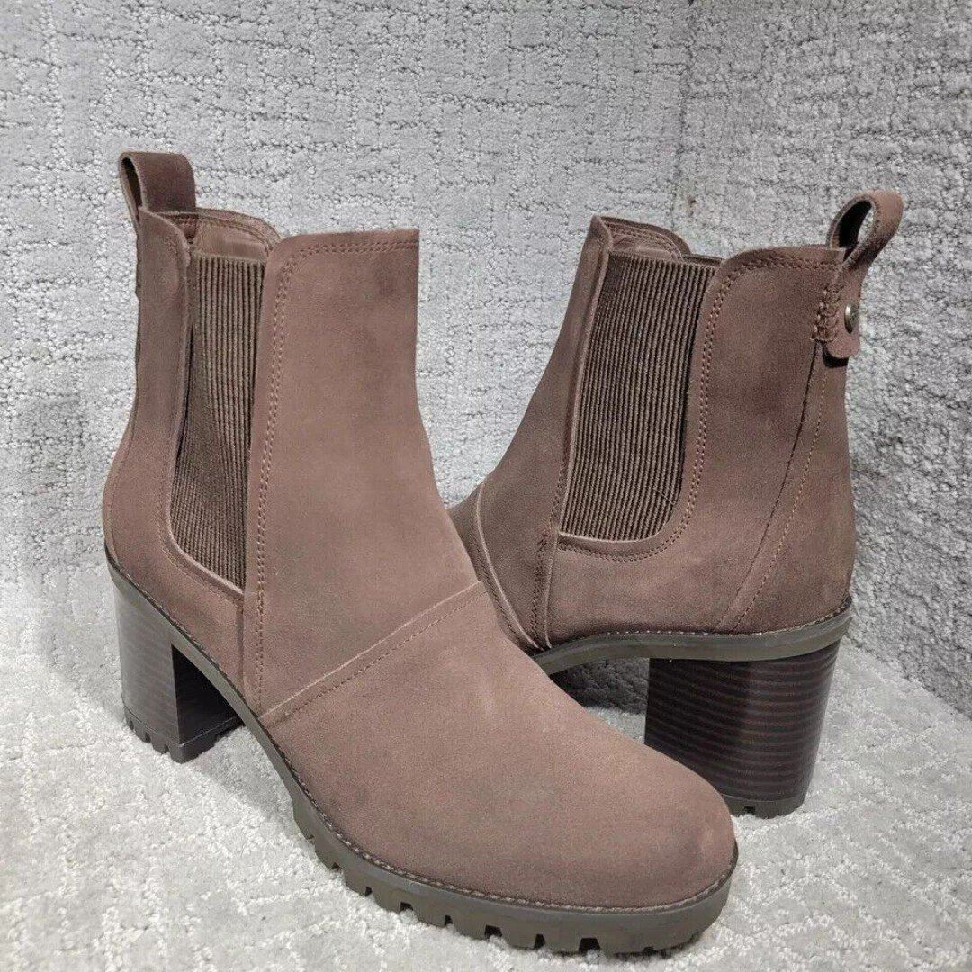 Ugg Hazel Womens Size 11 Brown Suede Waterproof Block Heel Chelsea Boots 1103766
