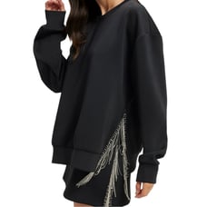 NWT Good American black embellished sweatshirt crewneck 139 Size 2 Medium