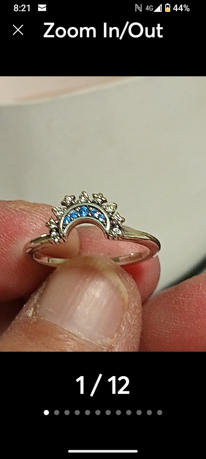 Pandora authentic brand new you celestial blue crescent moon ring size 8