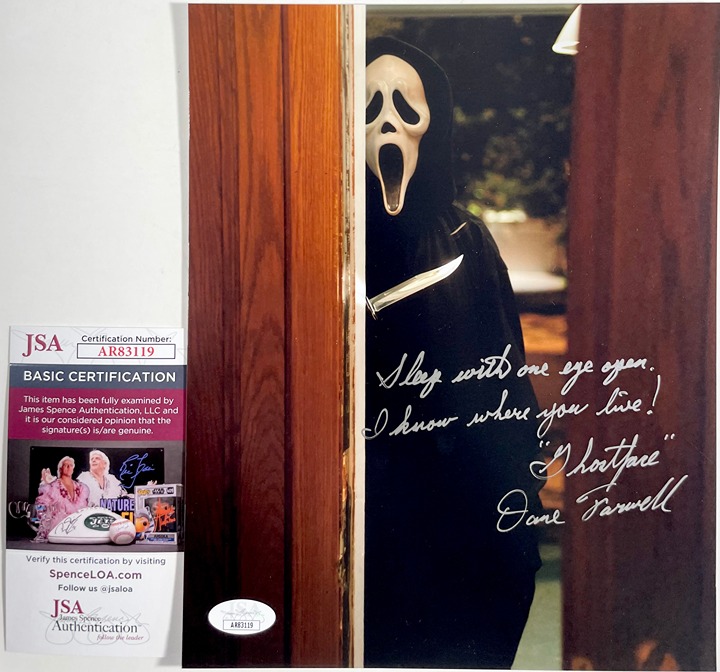 Dane Farwell Signed Scream Ghostface 8x10 Photo J Autograph JSA COA
