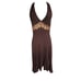 Taboo Vintage Y2K Brown Fairycore Ruffle Hem Hi-Low Asymmetrical Halter Dress L