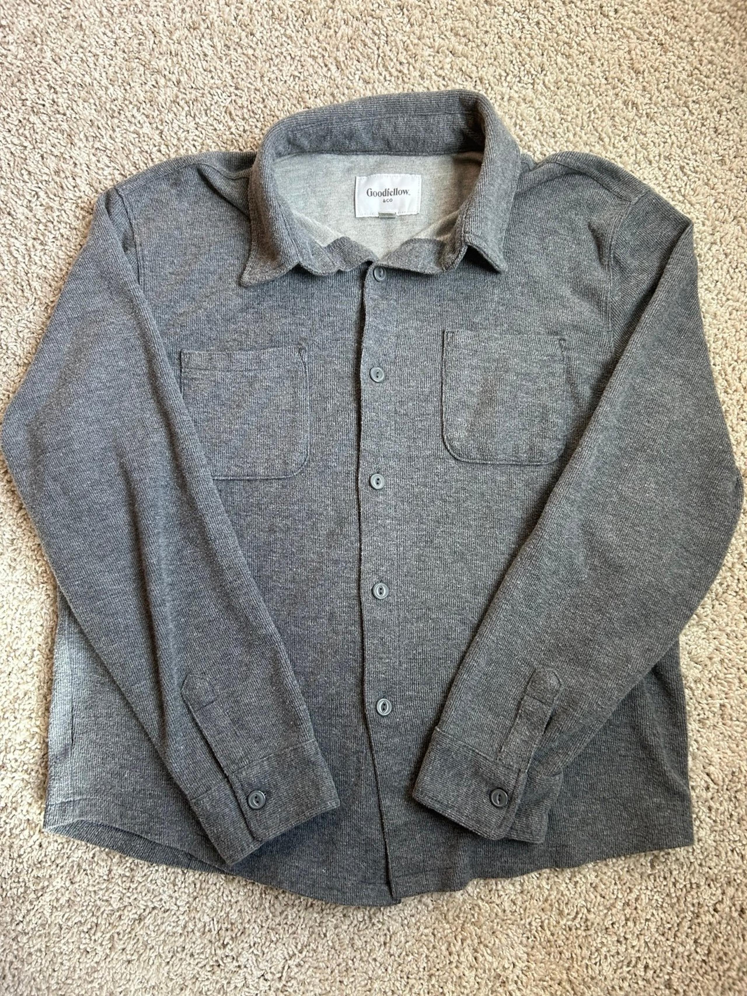 Goodfellow & Co Men’s Knit Ribbed Button Down Shirt Size Large