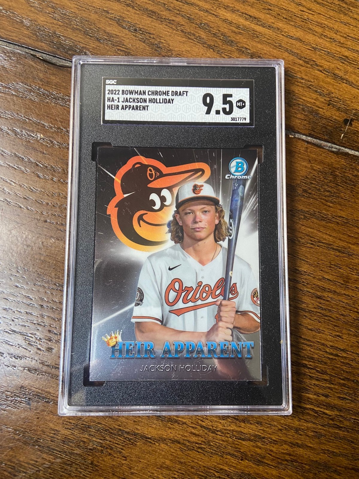 JACKSON HOLLIDAY 2022 Bowman DRAFT CHROME Heir Apparent #HA1 Orioles RC SGC-9.5