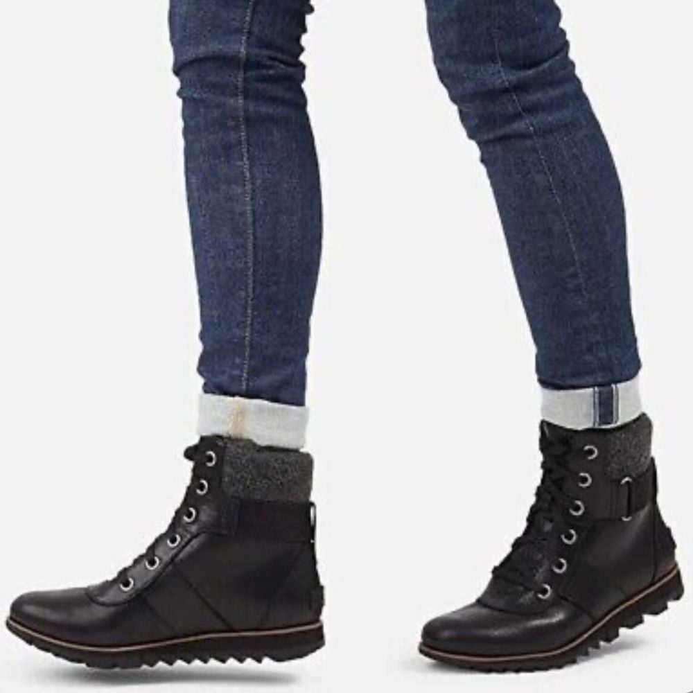 Sorel Harlow Conquest Black Winter Booties NL3730-010 Size 9