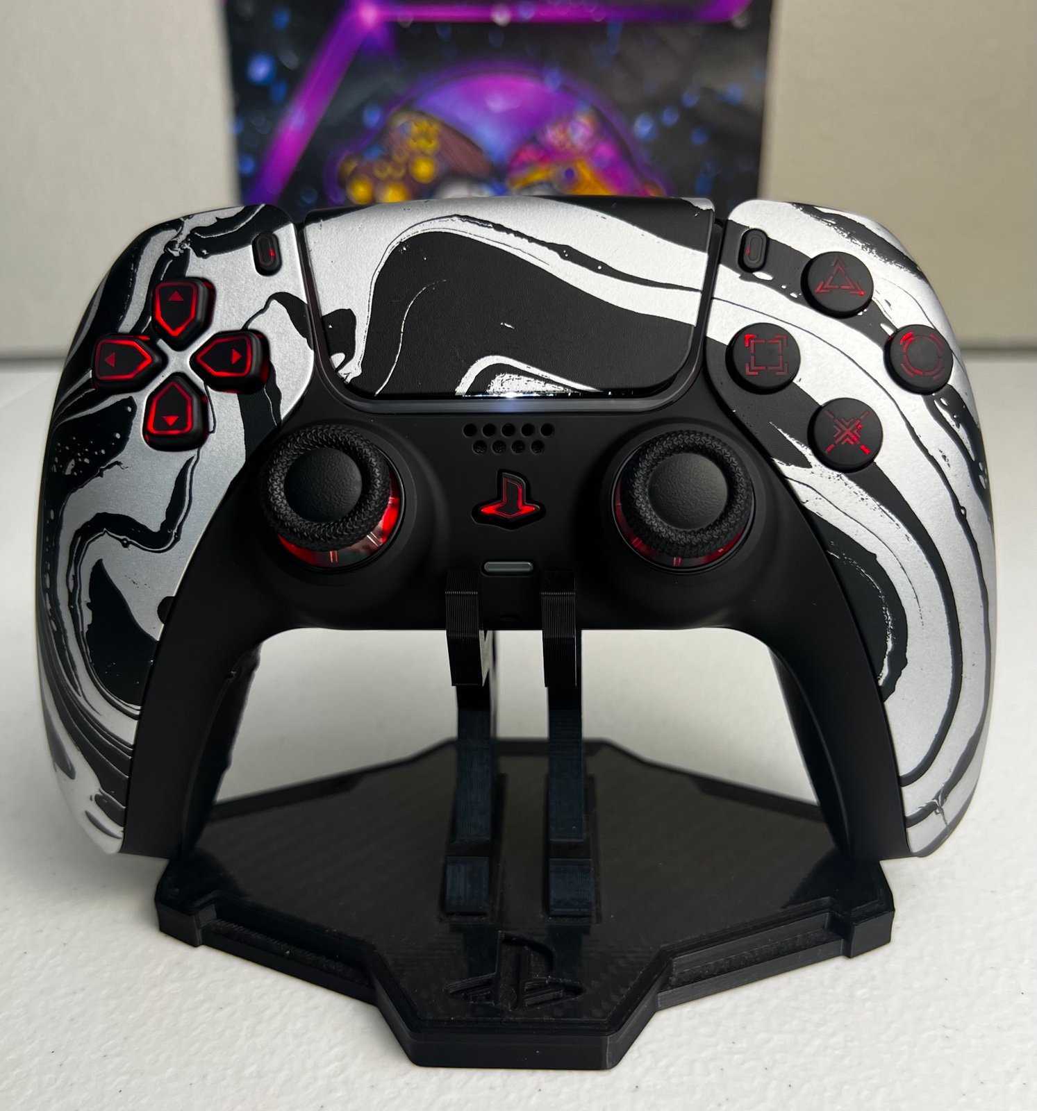 Silver Black Swirl - RGB LED - Custom Wireless Controller for PS5 or PC