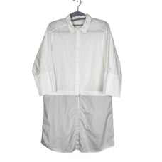 VETTA Top Womens Small White Convertible Shirt Dress Capsule Wardrobe Button