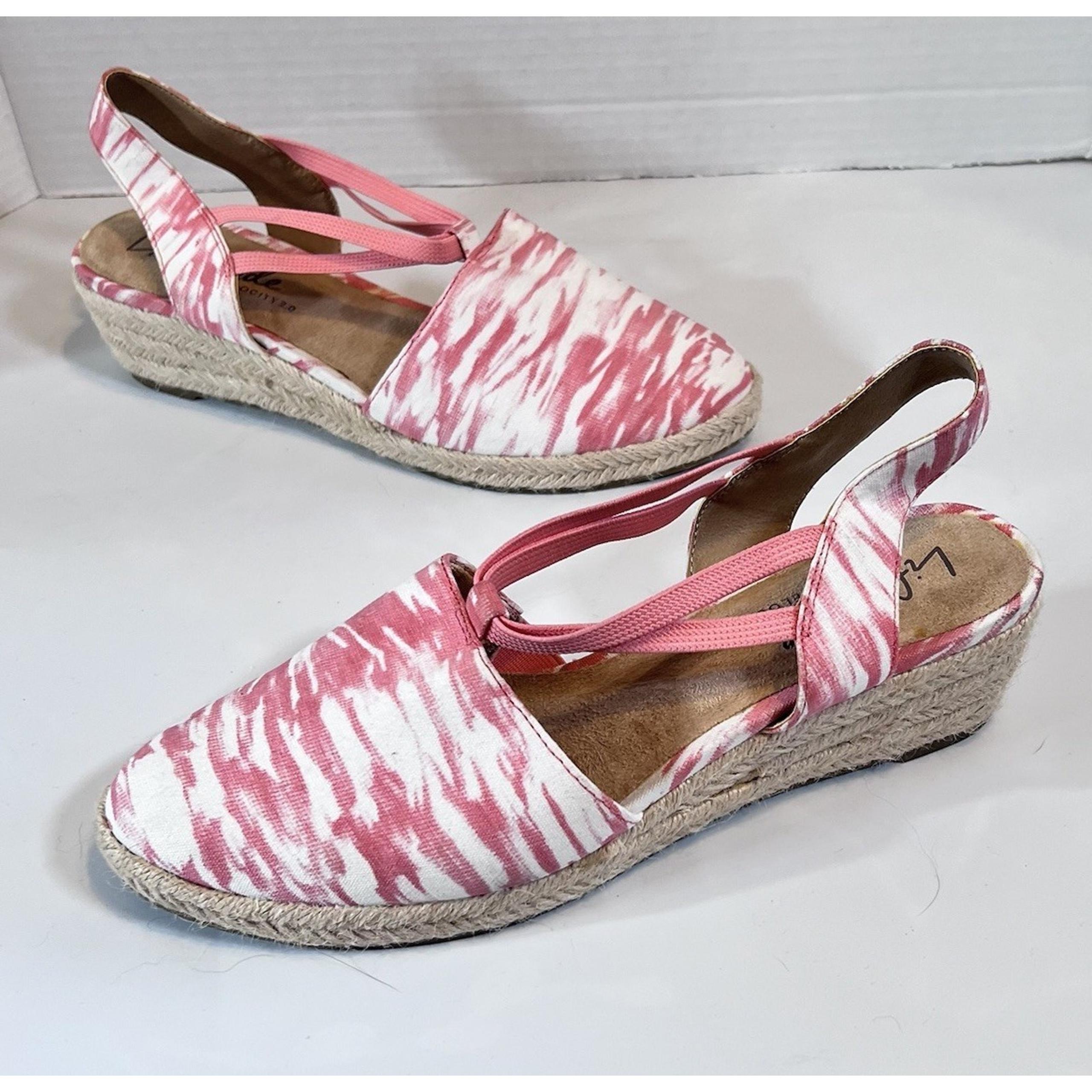 Life Stride Size 8M Pink Velocity 2.0 Katrina Espadrille Wedge Sandals