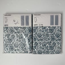 Ikea Mjölkört Mjolkort Curtains 4 Panels 57” x 98” Blue White Floral NWT